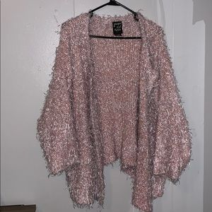 Pink, white and sparkle crochet/fuzzy cardigan